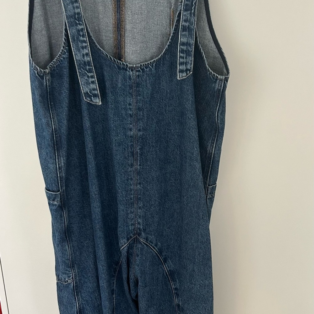 Free People Denim Sleeveless Jumpsuit with Pockets - Picture 2 of 3